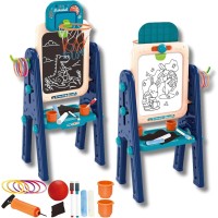 Дитячий двосторонній мольберт OLEOCA 4-в-1 з магнітною дошкою, крейдою дошки та набором аксесуарів