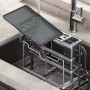Кухонний органайзер з підставкою для зберігання ножів кришок приборів та розробних дощок 27,5×23,5×18 см, нержавіюча сталь, сірий