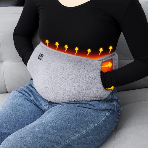 Електро-пояс з підігрівом USB 105×20 см, графеновий нагрів, 3 режими, портативний, сірий