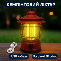 Кемпінговий акумуляторний ліхтар Camping Lamp 27S, 1200 мА·год, до 300 лм, червоний