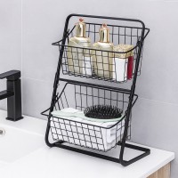 Кухонний металевий органайзер Storage Rack, двоярусна полиця 39×28×18 см, чорний