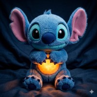 Интерактивная мягкая игрушка Soft Toys «Стич» с подсветкой, музыкой и эффектом дыхания, светится, колыбельная