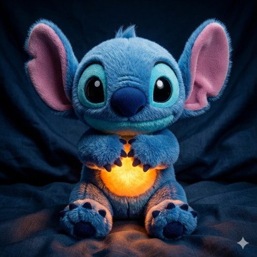 Інтерактивна м'яка іграшка Soft Toys «Стич» з підсвіткою, музикою й ефектом дихання, світиться, колискова