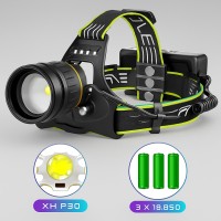 Супер мощный налобный фонарь BL-A12-3-P90, 1000 м, 3 режима, аккумуляторный комплект