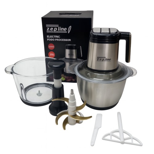 Подрібнювач кухонний Zepline ZP‑00219, 3000 Вт, 2 чаші 3.2 л