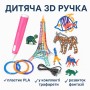 Детская 3D Ручка для рисования с эко пластиком 3Д 3D-6-2 набор с трафаретами Сиреноголовый Розовый