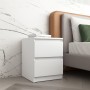 Приліжкова тумба без ручок із двома шухлядами, біла, STL-MD 78 30×32×41 см