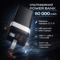 Power Bank Awei J86 80000 mAh – потужний портативний зовнішній акумулятор з швидкою зарядкою