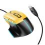 Игровая проволочная мышка HOCO GM31 Overlord luminous gaming 1200-3600DPI USB 1.4M для ПК/ноутбука с подсветкой Черный-Желтый