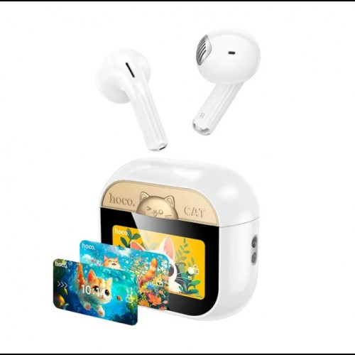 Беспроводные TWS наушники вкладыши HOCO EW89 Kissa с сенсорным экраном на кейсе Белые