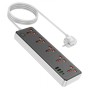 Сетевое зарядное устройство удлинитель HOCO AC14A Rico 3 USB/ Type-C 5 розеток 1,5m PD/QC, 3A/30W