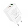 Сетевое зарядное устройство адаптер HOCO C126A Pure 1USB/2Type-C, 40W, поддержка быстрой зарядки PD/QC/FCP/AFC