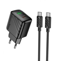 Сетевое зарядное устройство адаптер HOCO CS25A с кабелем Type C/Type C Rico 1USB/1Type-C, 20W/3A, поддержка быстрой зарядки