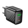 Сетевое зарядное устройство адаптер HOCO CS25A с кабелем Type C/Type C Rico 1USB/1Type-C, 20W/3A, поддержка быстрой зарядки