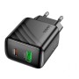 Сетевое зарядное устройство адаптер HOCO CS25A с кабелем Type C/Type C Rico 1USB/1Type-C, 20W/3A, поддержка быстрой зарядки