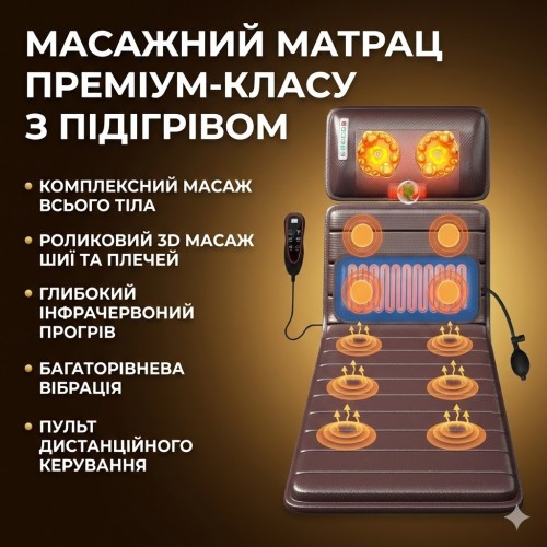 Багатофункціональний масажний матрац ZH-09HW3 для всього тіла з підігрівом та пультом керування