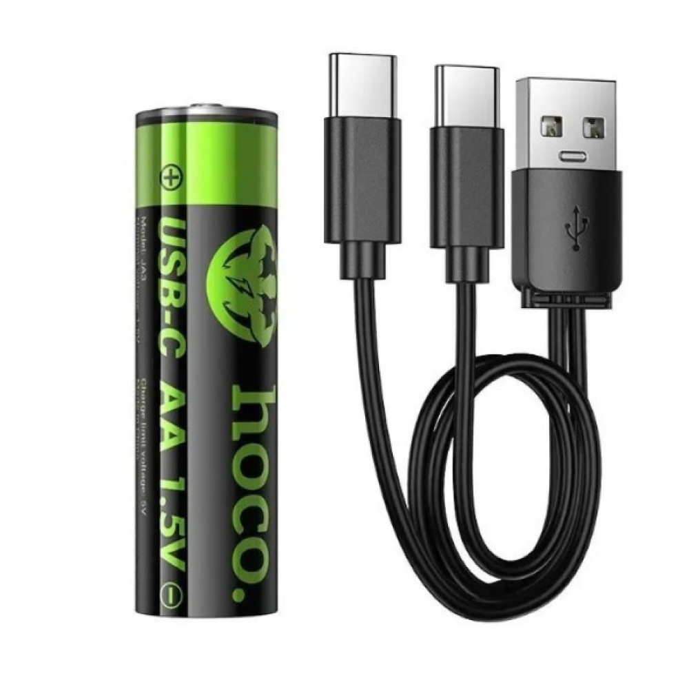 Аккумуляторы пальчик AA 3200 mAh 2шт с разъемом Type-C HOCO JA3