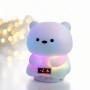 Дитячий акумуляторний нічник "Ведмедик" з Bluetooth-колонкою й електронним годинником м'яким LED-світлом, багатобарвною RGB-підсві