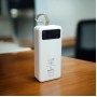 Power bank ENERX 40000mAh PD22,5W + быстрая зарядка батарея зарядка 4 встроенных кабеля Белый