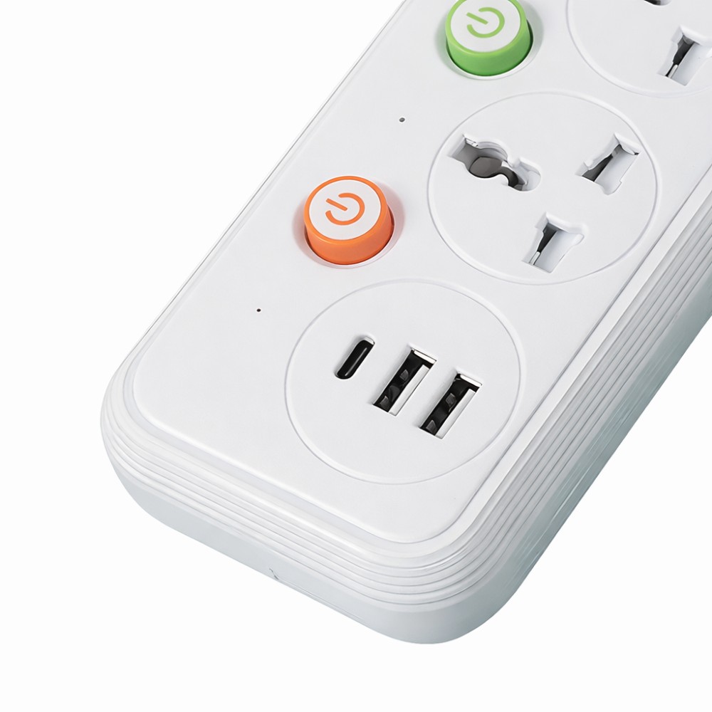 Подовжувач WL-2 на 1.8 м: мережевий фільтр з 2 розетками, портами Type-C і 2xUSB, 2500 Вт/переноска з юсб