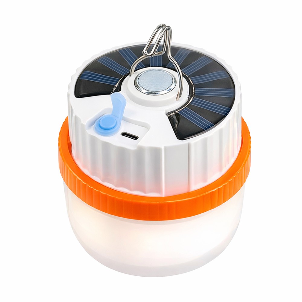 Світлодіодний кемпінговий ліхтар T100 2835-30D SMD на сонячній батареї, акумулятор Li-ion, заряджання USB Type-C