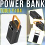 Зовнішній акумулятор Power Bank TUGII-Y104 400000mAh 22.5W з потужною LED-лампою та вбудованими кабелями Чорний