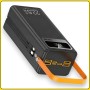 Зовнішній акумулятор Power Bank TUGII-Y104 400000mAh 22.5W з потужною LED-лампою та вбудованими кабелями Чорний