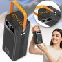 Зовнішній акумулятор Power Bank TUGII-Y104 400000mAh 22.5W з потужною LED-лампою та вбудованими кабелями Чорний