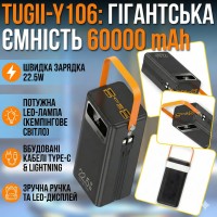 Повербанк-Гігант 60000mAh "Повна Автономність" TUGII-Y106 + Потужний LED-Прожектор (22.5 Вт)