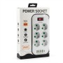 Мережевий подовжувач Power Socket D6 на 6 розеток з вимикачем і LED-індикатором, 4 USB і Type-C (PD), кабель 3 м, 2500 Вт