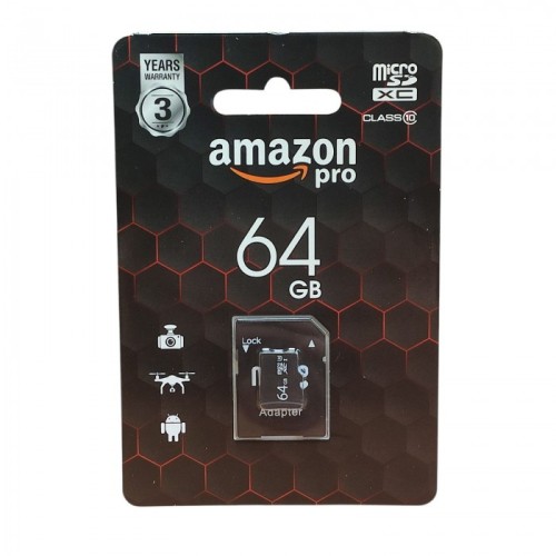 Карта памяти microSD AMAZON Pro 64GB class 10 с карманом