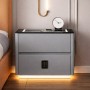 Розумна приліжкова тумба QYJXF02 з вбудованим кодовим сейфом, Bluetooth-колонкою і USB, сенсорна підсвітка, екошкіра, сіра