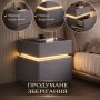 Смарт-Тумба з екошкіри Сіра XXF02 з LED-підсвіткою, сейфом, бездротове заряджання, Bluetooth-аудіо 40х40х51