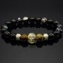Чоловічий браслет із натурального каменю чорний агат та тигрове око