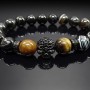 Чоловічий браслет із натурального каменю чорний агат та тигрове око