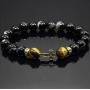 Чоловічий браслет із натурального каменю чорний агат та тигрове око