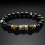 Чоловічий браслет із натурального каменю чорний агат та тигрове око