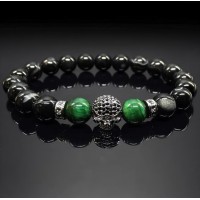 Чоловічий браслет із натурального каменю чорний агат та тигрове око
