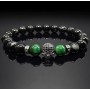 Чоловічий браслет із натурального каменю чорний агат та тигрове око