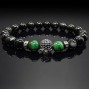 Чоловічий браслет із натурального каменю чорний агат та тигрове око