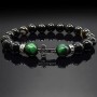 Чоловічий браслет із натурального каменю чорний агат та тигрове око