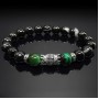 Чоловічий браслет із натурального каменю чорний агат та тигрове око