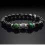Чоловічий браслет із натурального каменю чорний агат та тигрове око