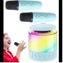 Портативная колонка K19 Bluetooth с LED-подсветкой и 2 микрофонами, караоке Синяя