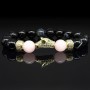 Браслет із натурального каменю агат чорний та рожевий кварц