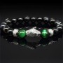 Браслет із натурального каменю агат чорне та зелене тигрове око