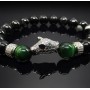 Браслет із натурального каменю агат чорне та зелене тигрове око