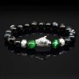 Браслет із натурального каменю агат чорне та зелене тигрове око