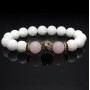 Браслет із натурального каменю нефрит білий та рожевий кварц