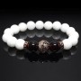 Браслет із натурального каменю нефрит білий та гранат